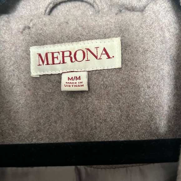 Women’s Wool Blend Merona Brown Tan Coat Jacket Peacoat Size Medium - Picture 4 of 6